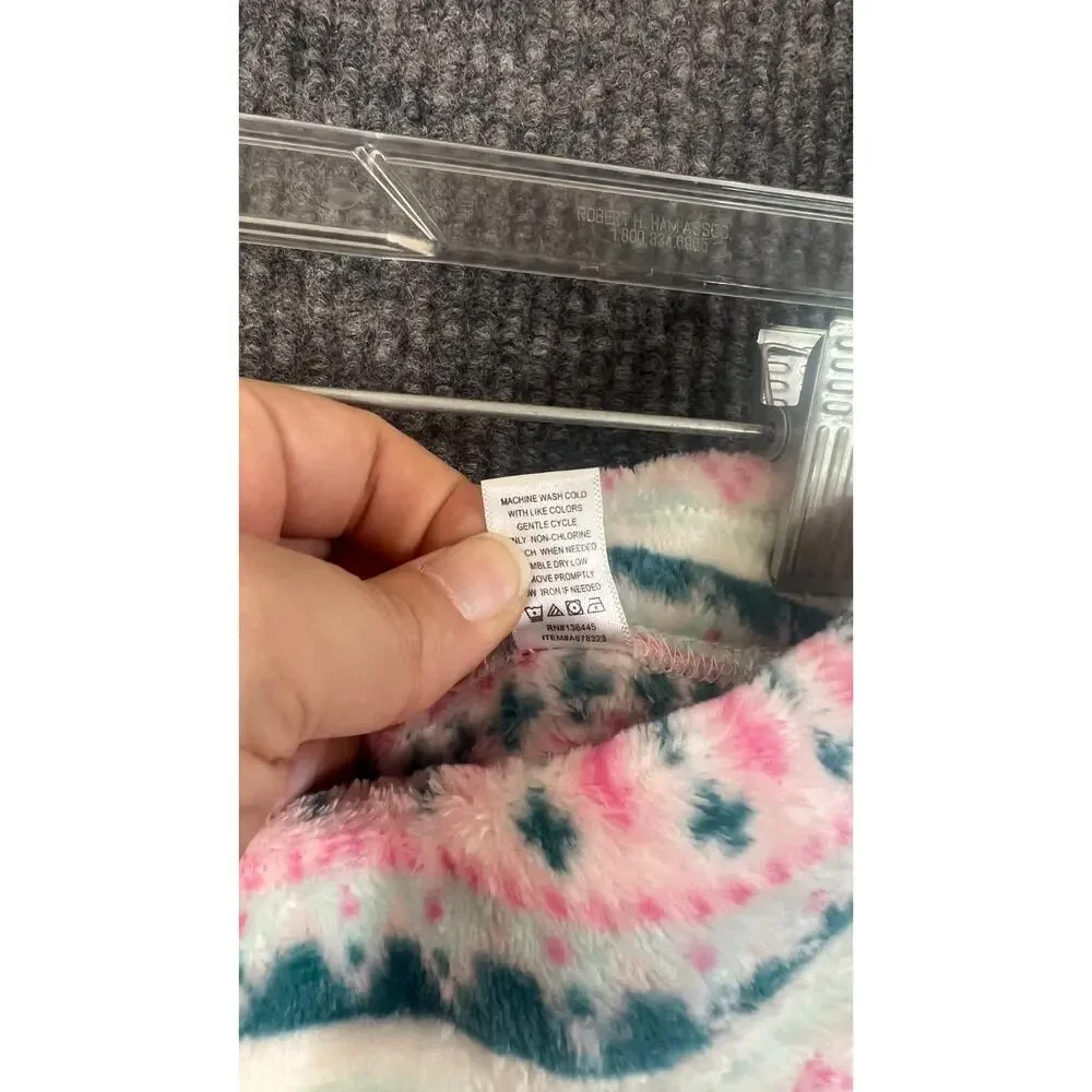 Muk Luks Lounge Set Womens Medium Fleece Pink Blue Jacket Pants Cozy 2 Piece